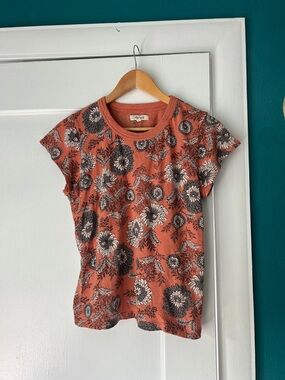 Madewell Rust Floral Short Sleeve Tee